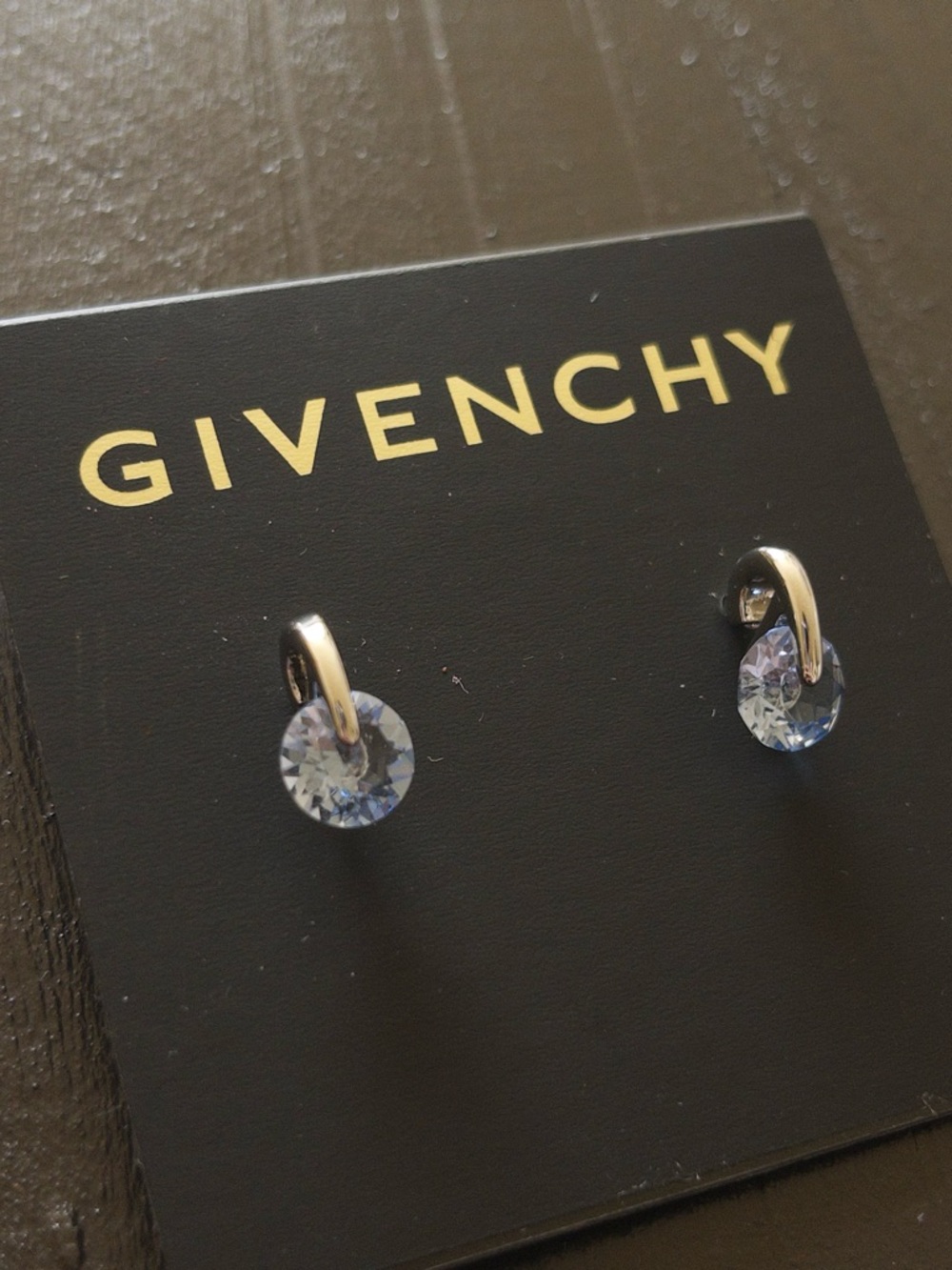NWT Givenchy Silver Earrings with Pale Blue Crystal Drops
